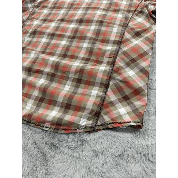 Prana Shirt Mens XL Red Brown White Plaid Slim Fit Polyester Button Up Outdoor - Picture 9 of 13